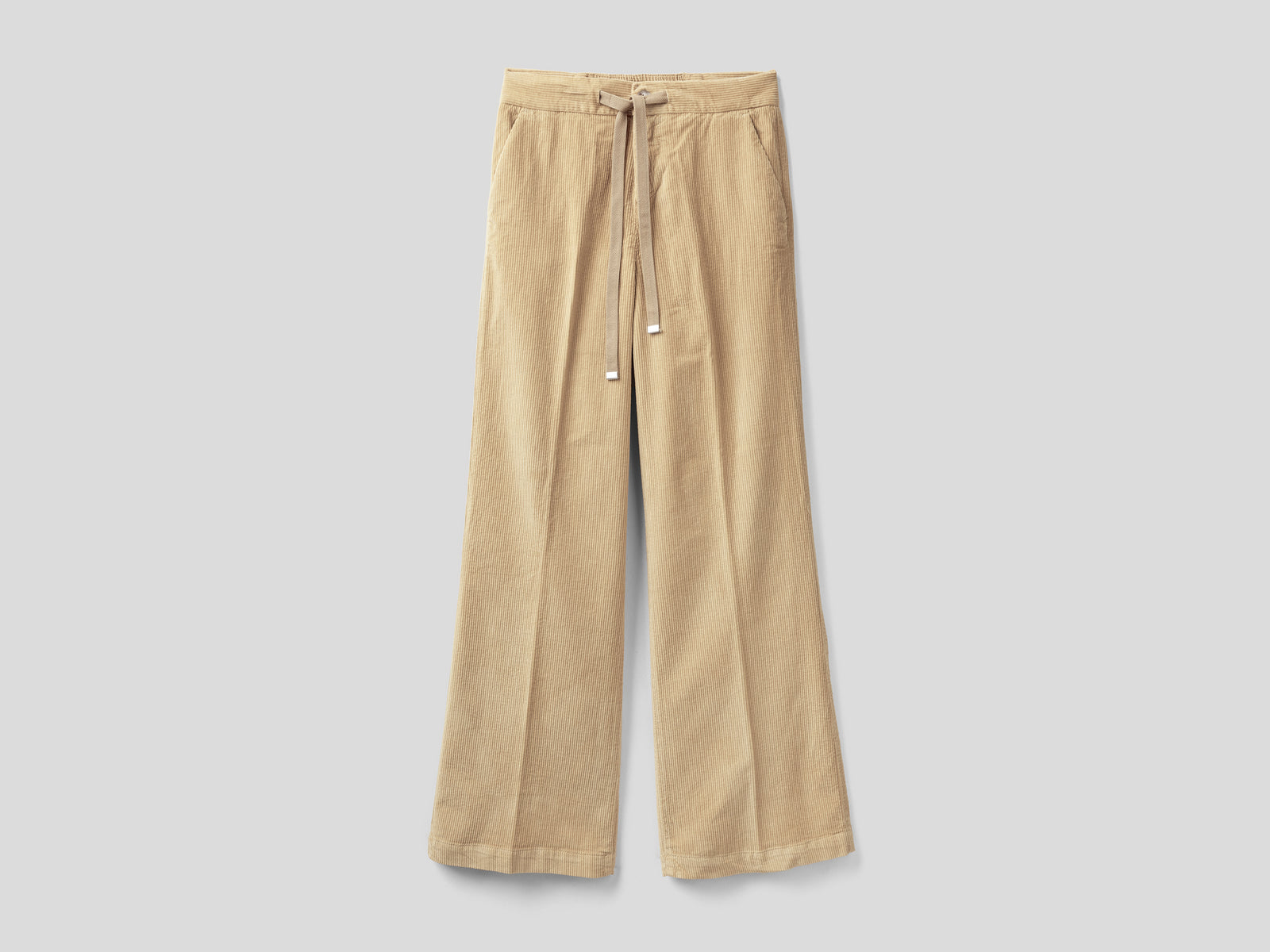 Pantaloni ampi in velluto da donna beige | Benetton Outlet