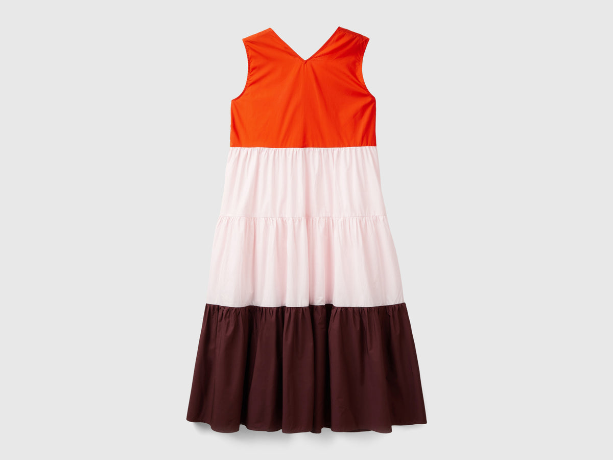 Vestito color block con balze