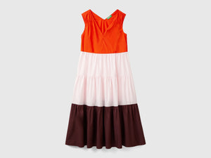 Vestito color block con balze