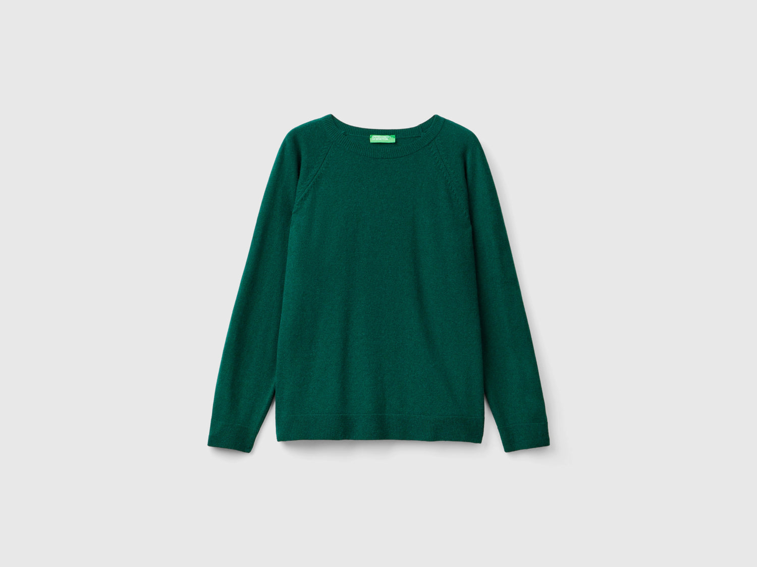 Maglia girocollo verde bosco in misto lana e cashmere da donna verde scuro | Benetton Outlet