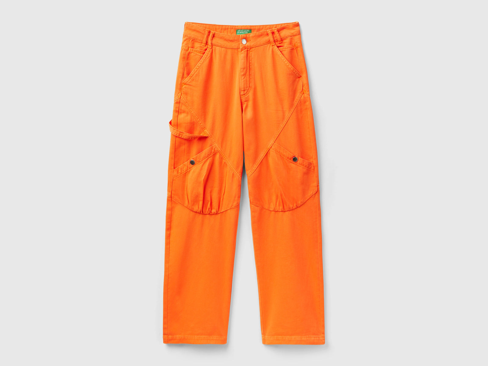 Pantaloni cargo in cotone da donna arancione | Benetton Outlet