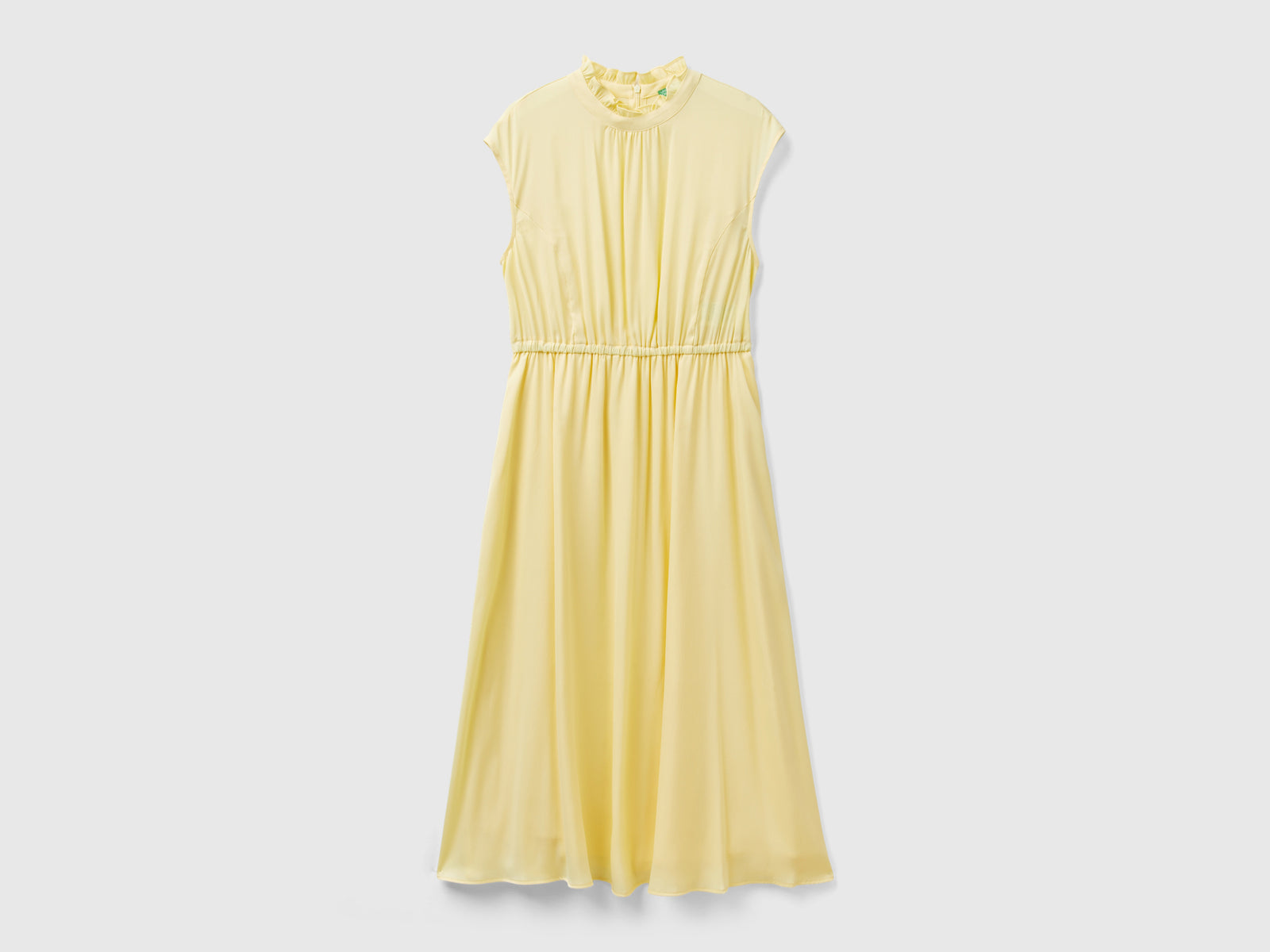 Abito midi con collo alla coreana da donna giallo | Benetton Outlet