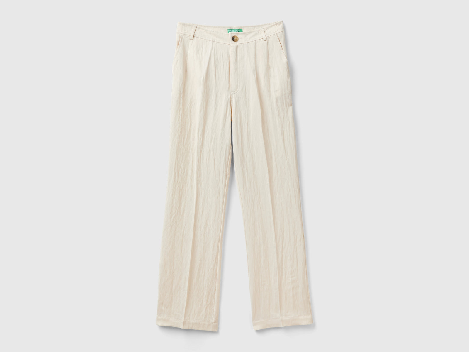 Pantaloni in misto viscosa da donna beige | Benetton Outlet