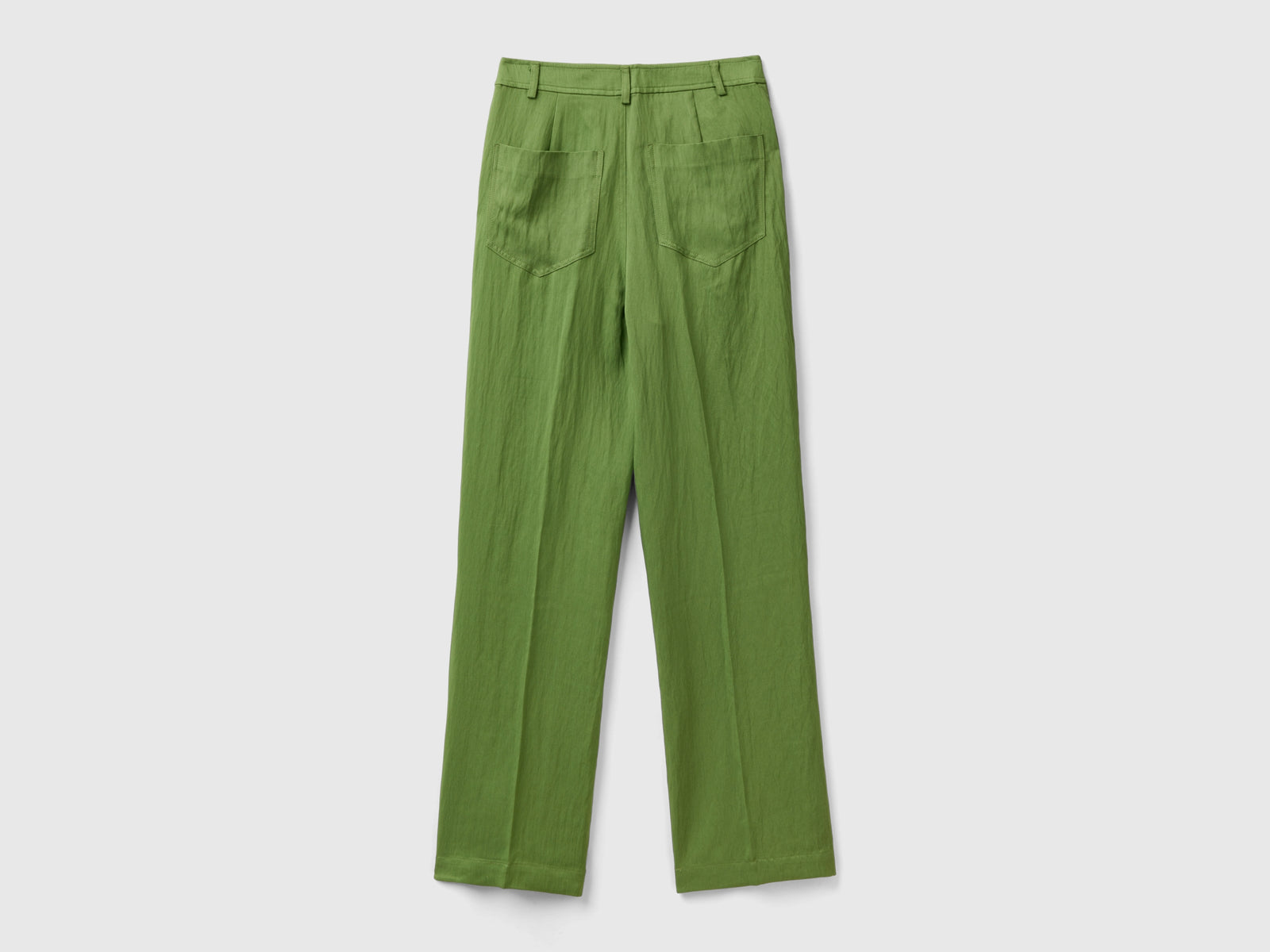 Pantaloni in misto viscosa da donna verde militare 2 | Benetton Outlet
