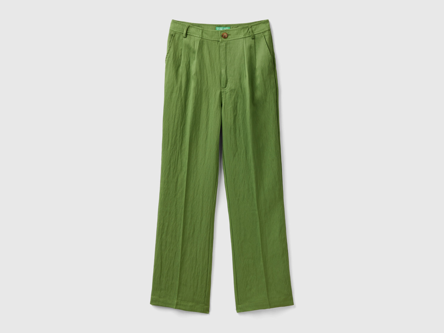 Pantaloni in misto viscosa da donna verde militare | Benetton Outlet