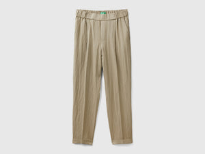 Pantaloni con risvolto in misto viscosa