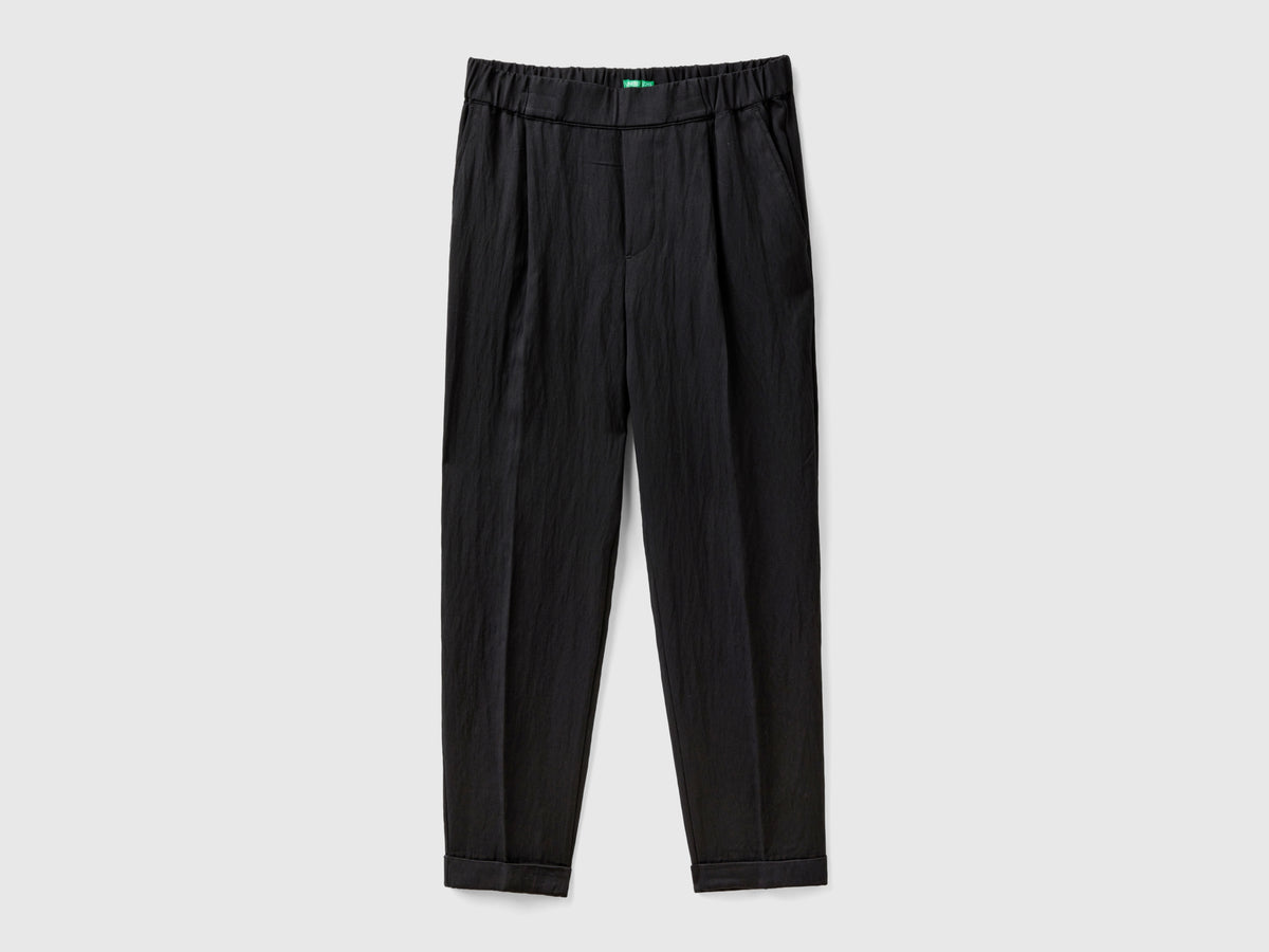 Pantaloni con risvolto in misto viscosa
