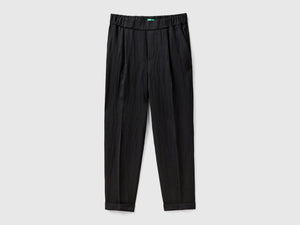 Pantaloni con risvolto in misto viscosa