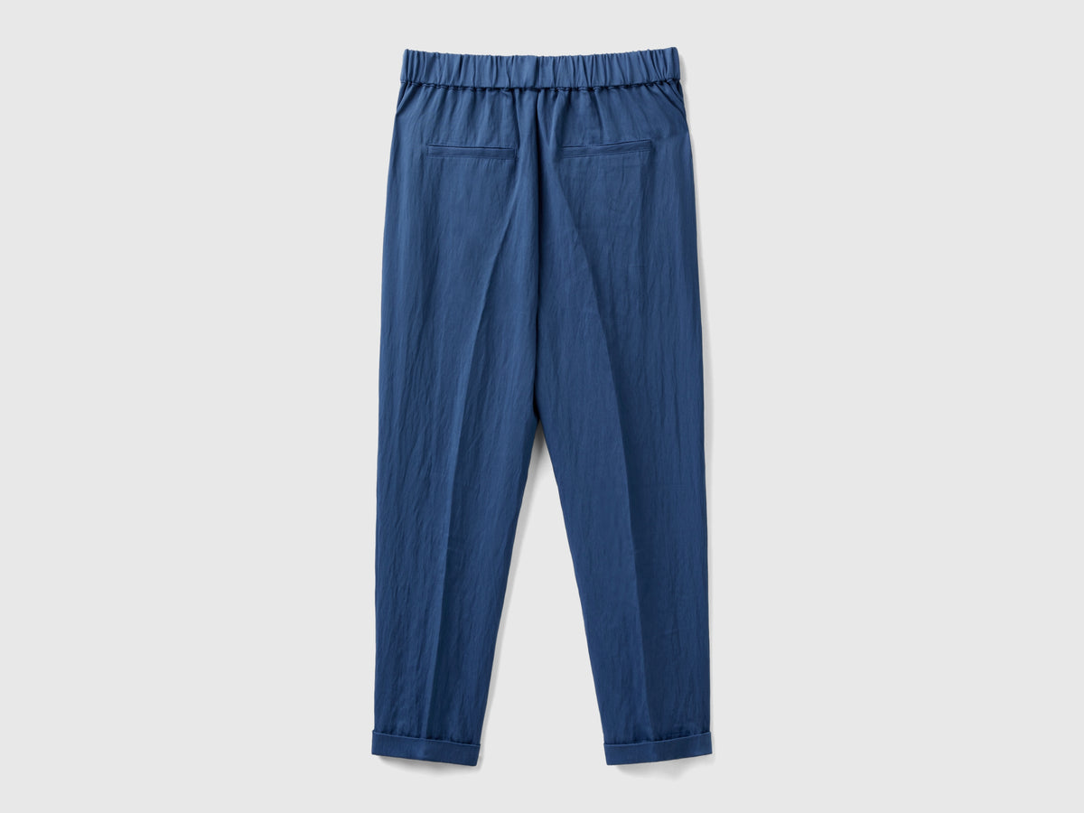 Pantaloni con risvolto in misto viscosa