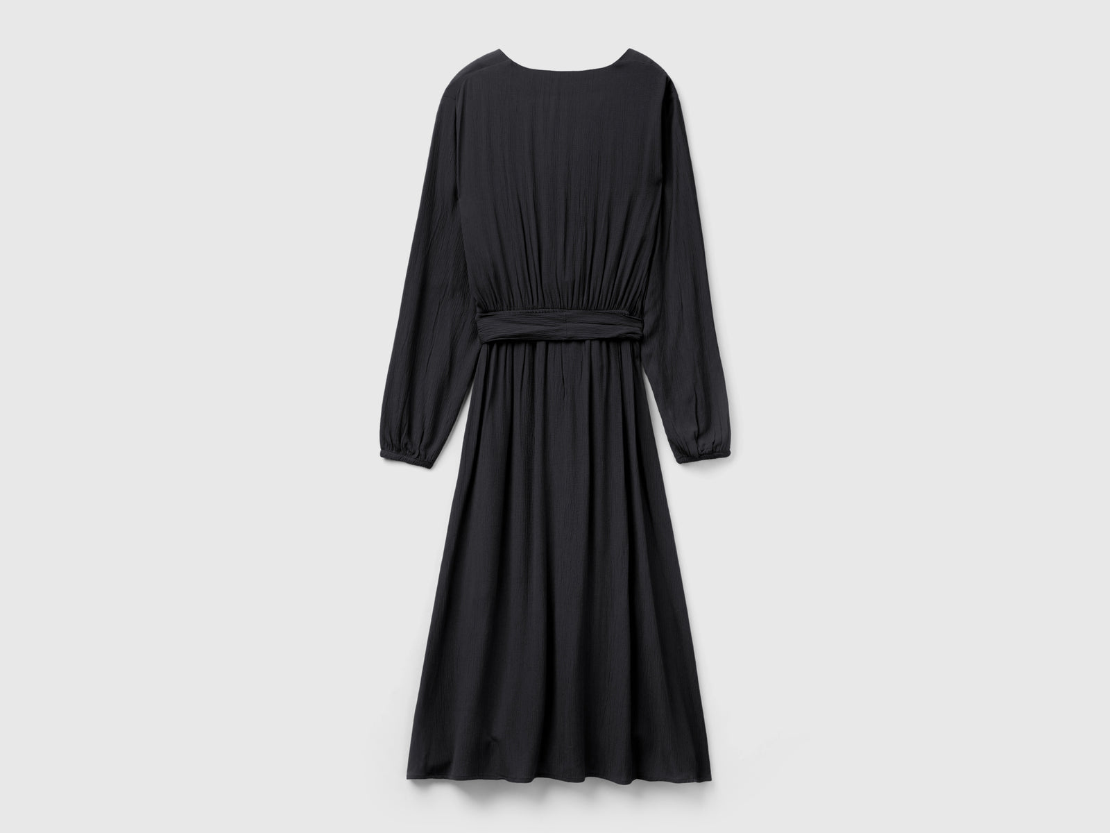 Vestito midi con scollo a V e cintura da donna nero 2 | Benetton Outlet