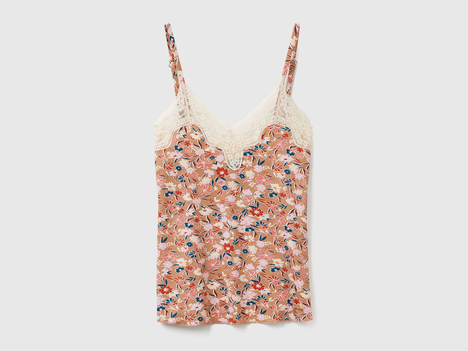 Canotta a fiori con pizzo da donna multi-color | Benetton Outlet