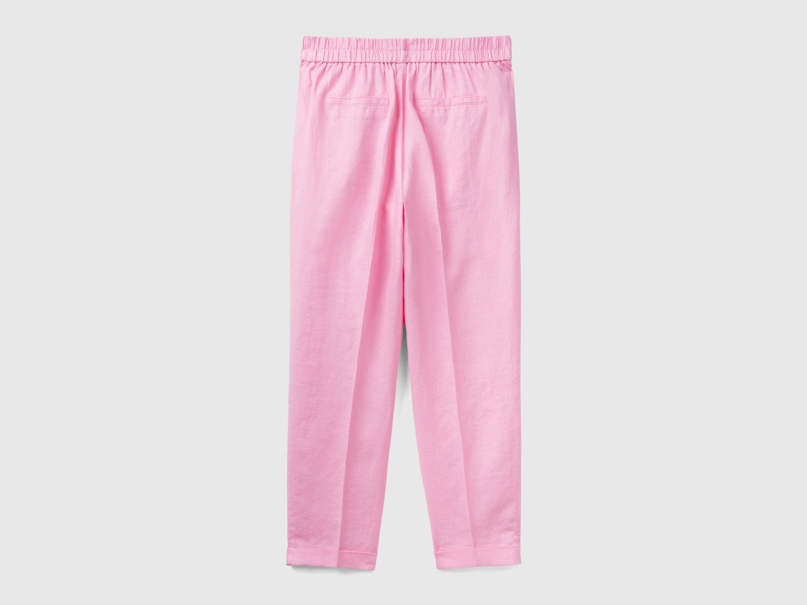 Pantaloni in puro lino con elastico da donna rosa 2 | Benetton Outlet