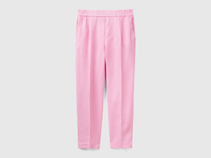 Pantaloni in puro lino con elastico