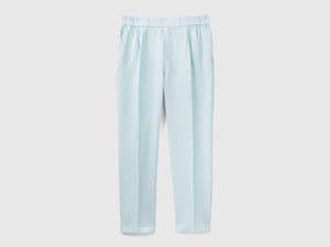 Pantaloni in puro lino con elastico