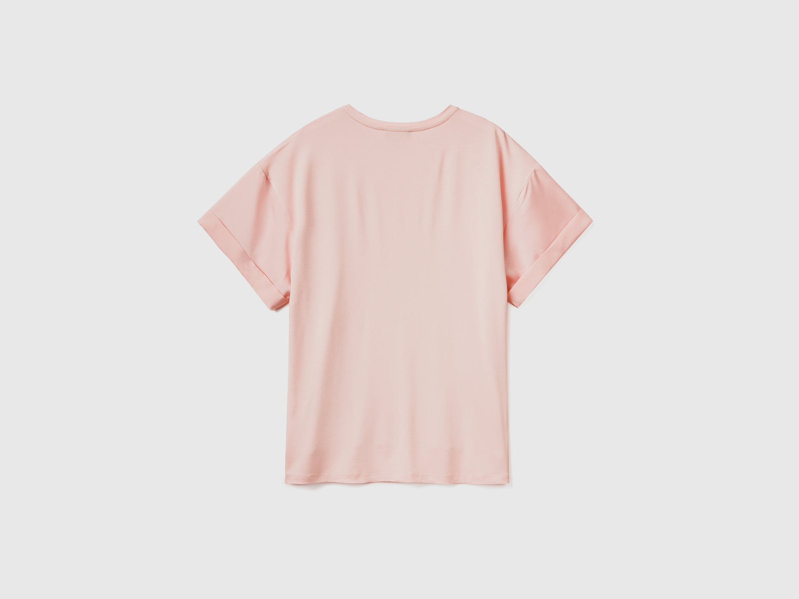 Maglietta girocollo a manica corta in viscosa elasticizzata da donna rosa 2 | Benetton Outlet