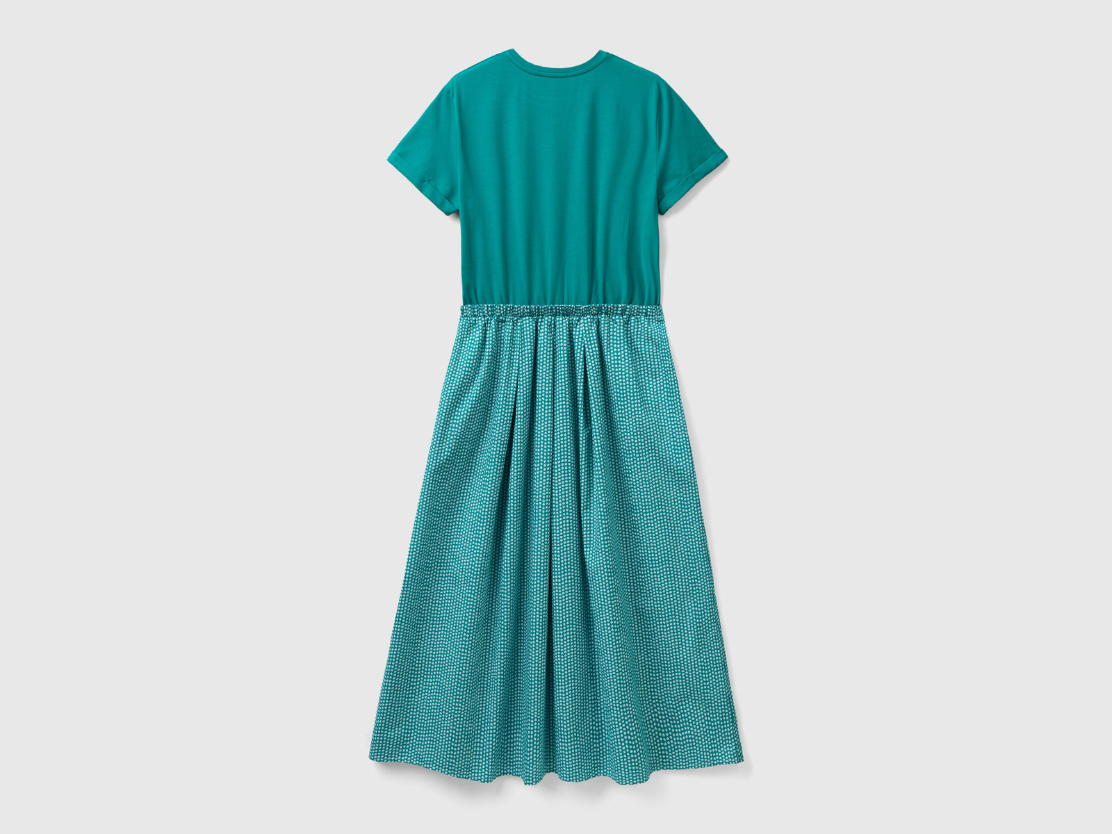 Vestito lungo con gonna stampata da donna verde ottanio 2 | Benetton Outlet