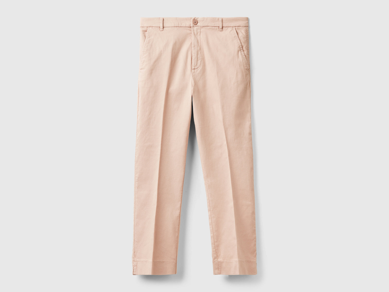 Chino cropped in cotone stretch da donna rosa tenue | Benetton Outlet