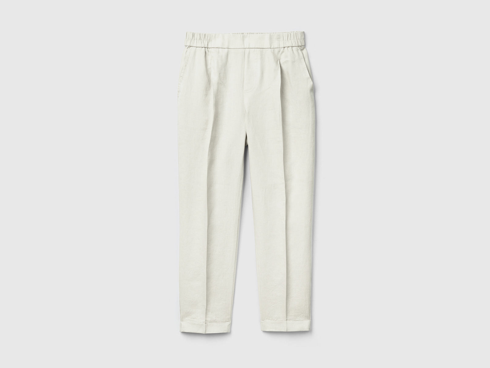 100% linen cropped trousers da donna beige | Benetton Outlet
