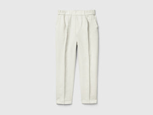 100% linen cropped trousers