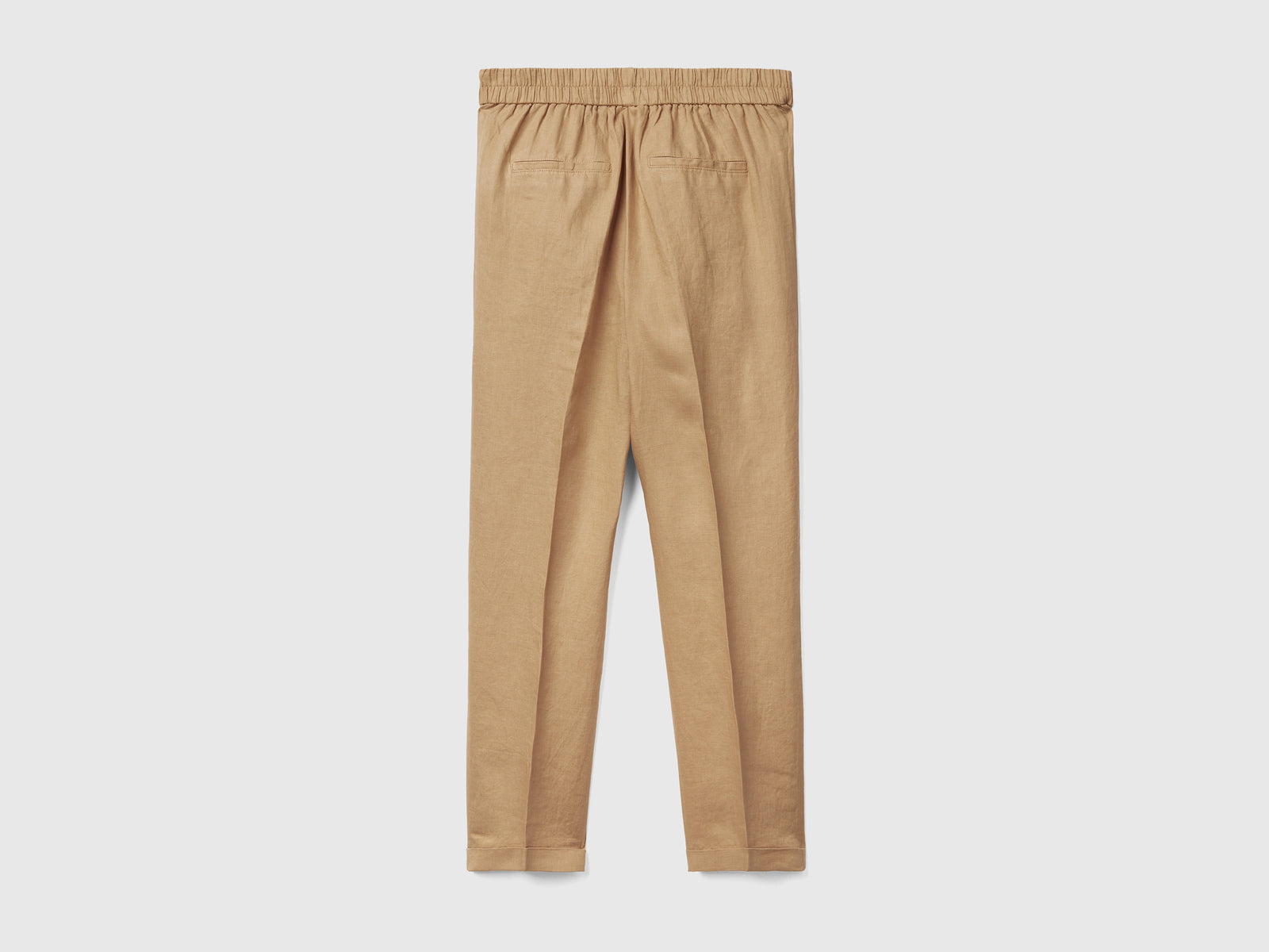 100% linen cropped trousers da donna cammello 2 | Benetton Outlet