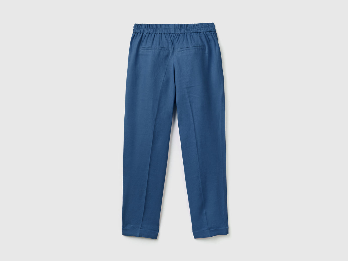 100% linen cropped trousers
