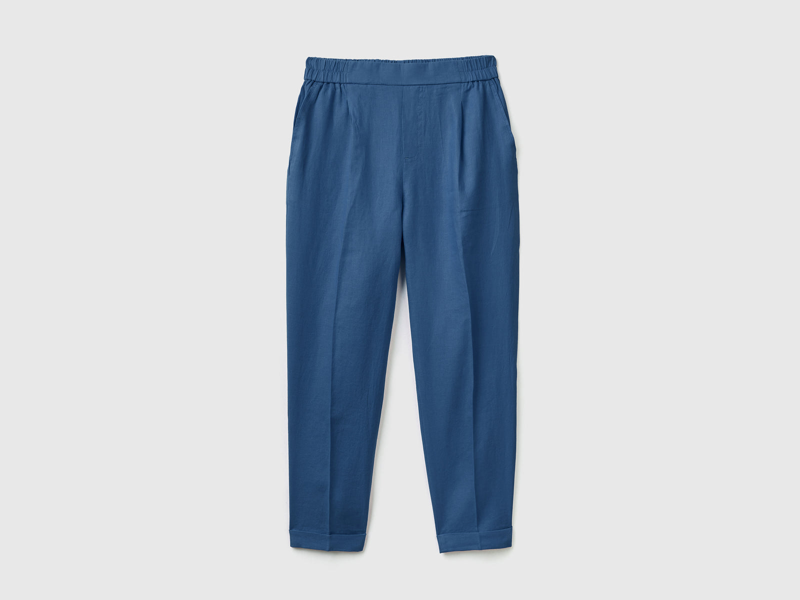 100% linen cropped trousers da donna avio | Benetton Outlet