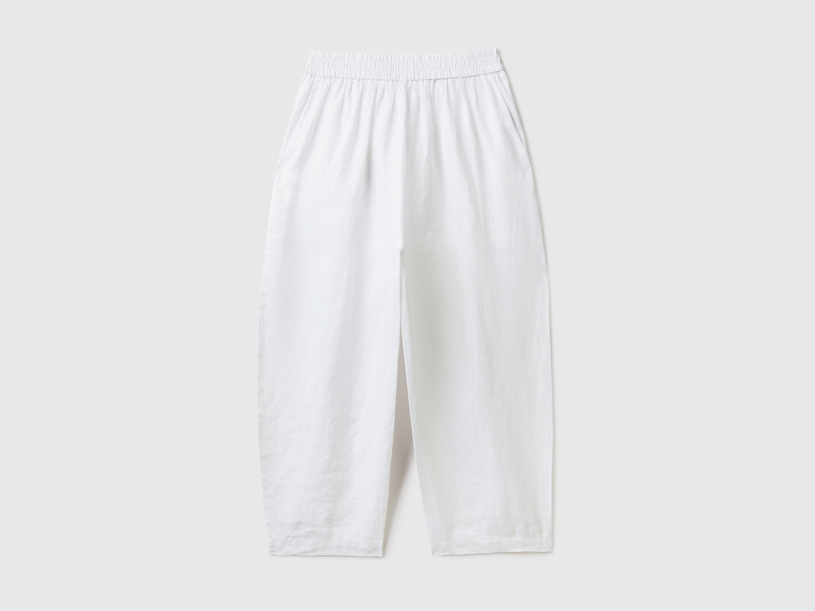 Pantaloni morbidi in puro lino da donna bianco 2 | Benetton Outlet