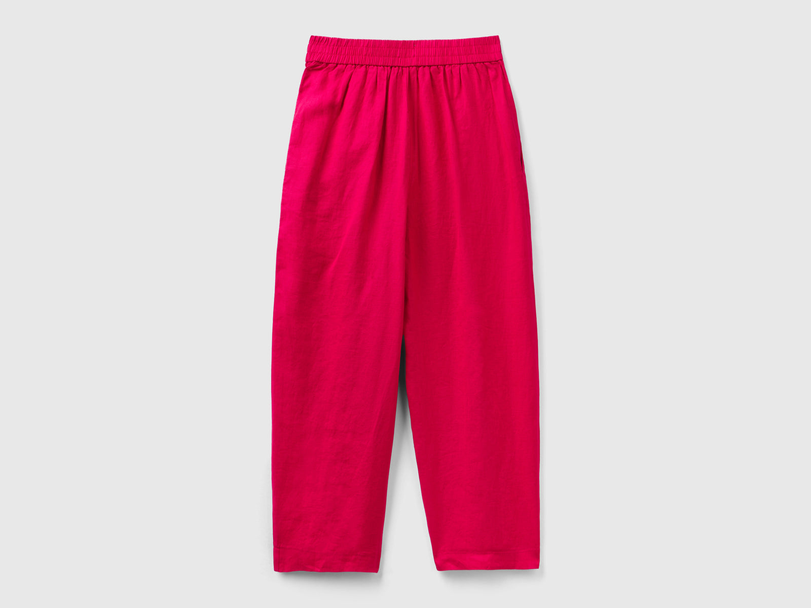 Pantaloni morbidi in puro lino da donna ciclamino 2 | Benetton Outlet