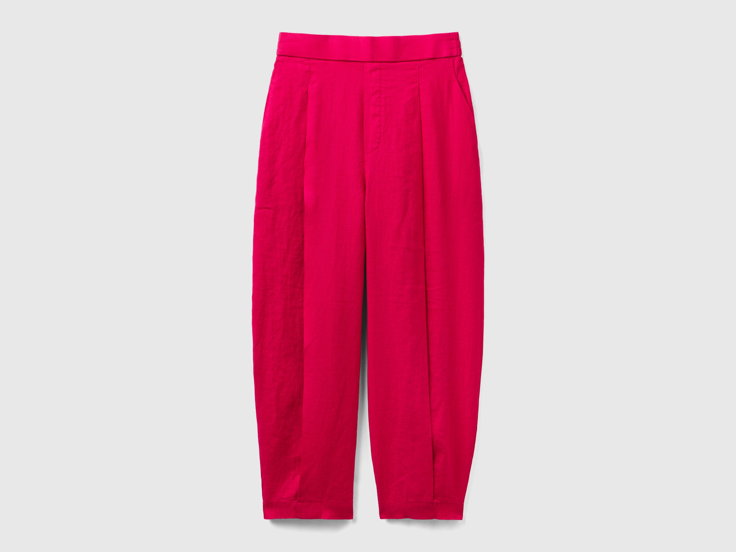 Pantaloni morbidi in puro lino da donna ciclamino | Benetton Outlet