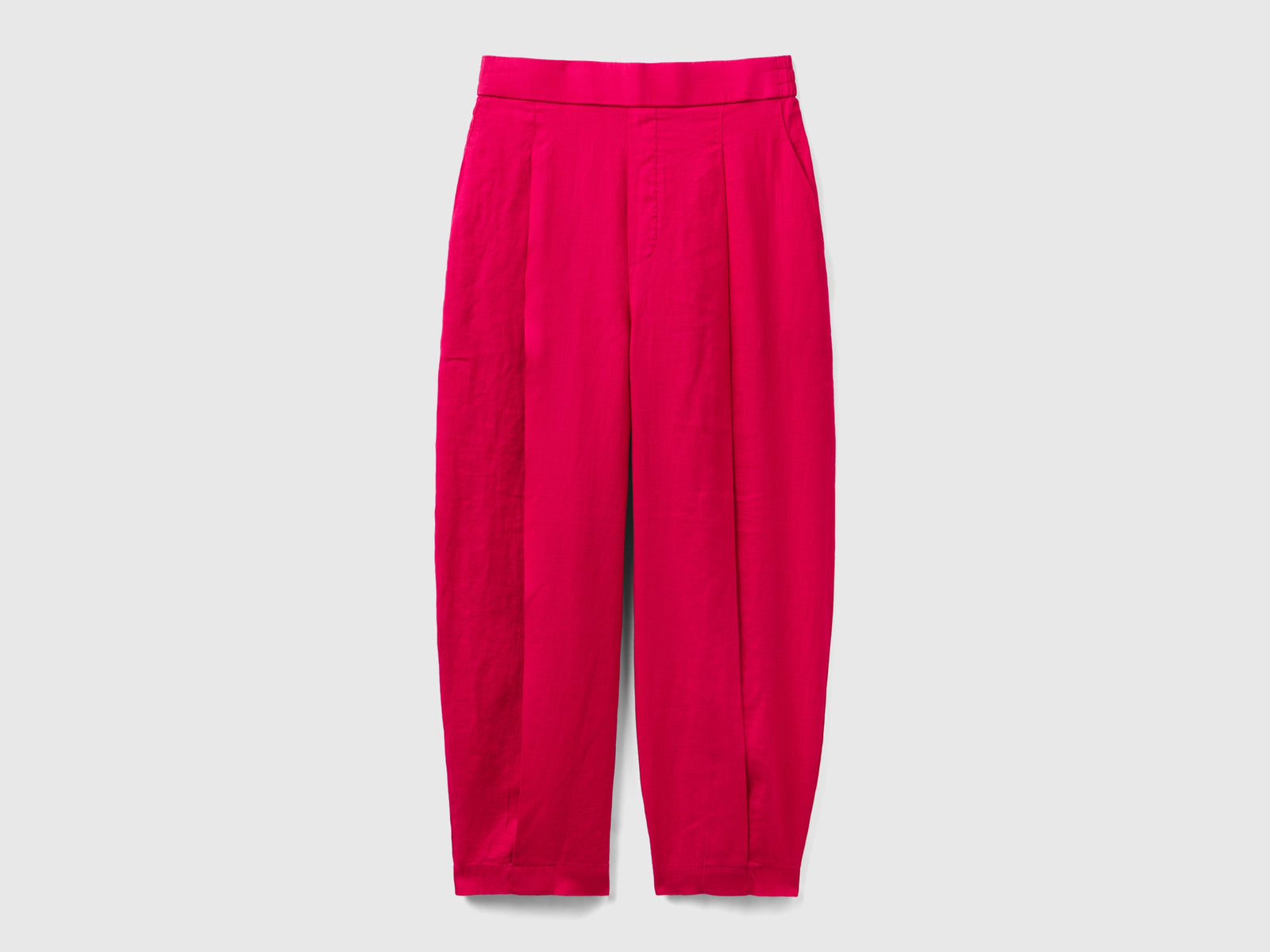 Pantaloni morbidi in puro lino da donna ciclamino | Benetton Outlet