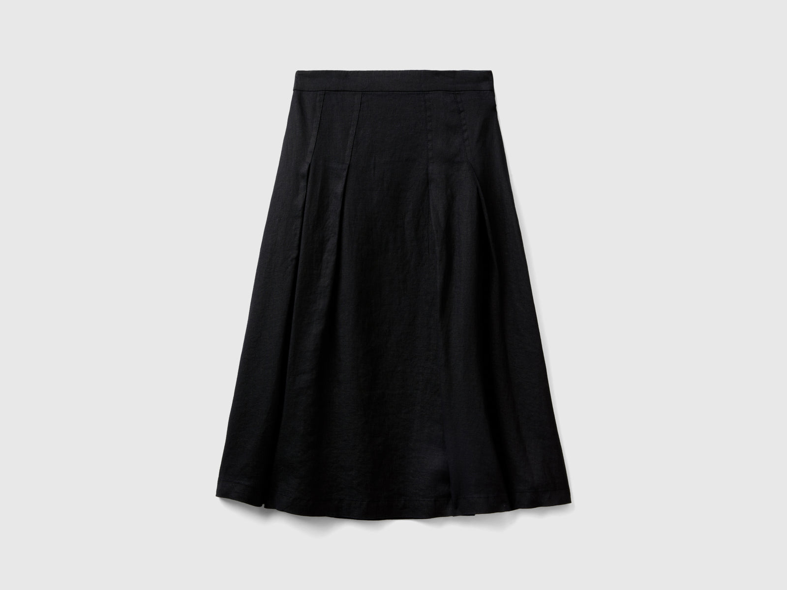Gonna midi in puro lino da donna nero 2 | Benetton Outlet