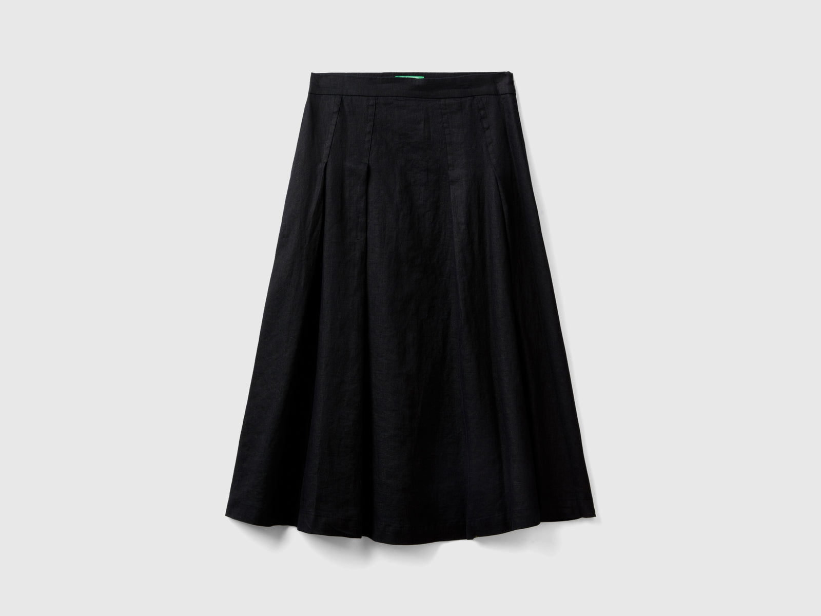 Gonna midi in puro lino da donna nero | Benetton Outlet