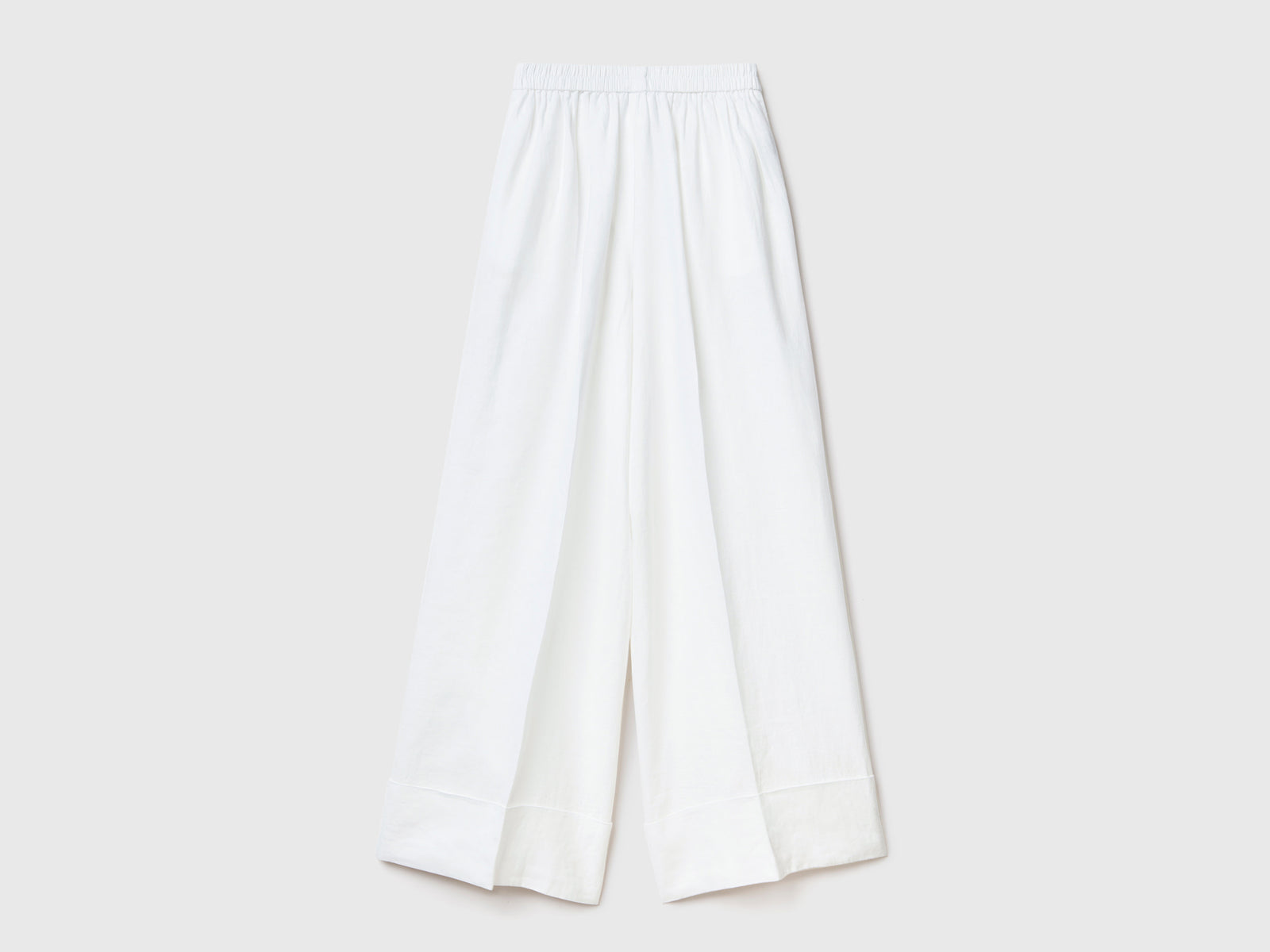 Pantaloni palazzo in 100% lino da donna bianco 2 | Benetton Outlet