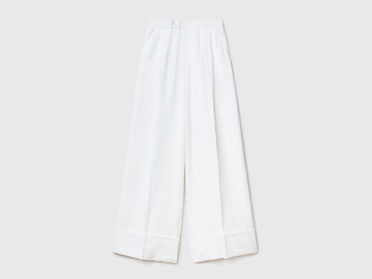 Pantaloni palazzo in 100% lino