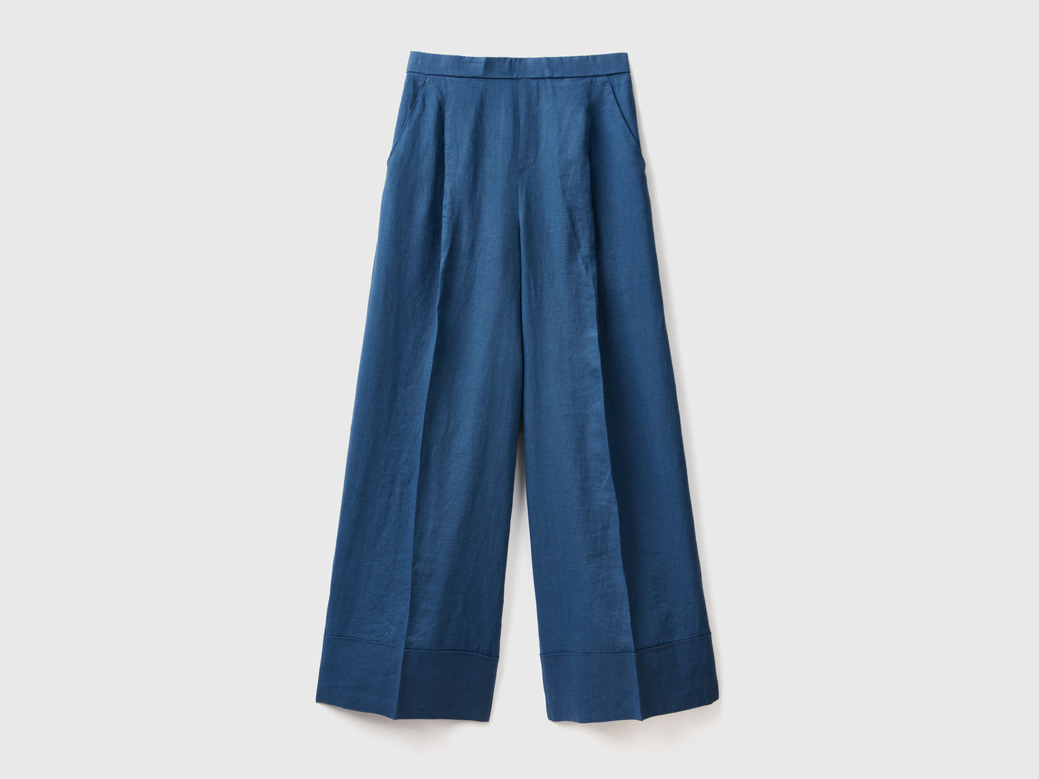 Pantaloni palazzo in 100% lino da donna avio | Benetton Outlet