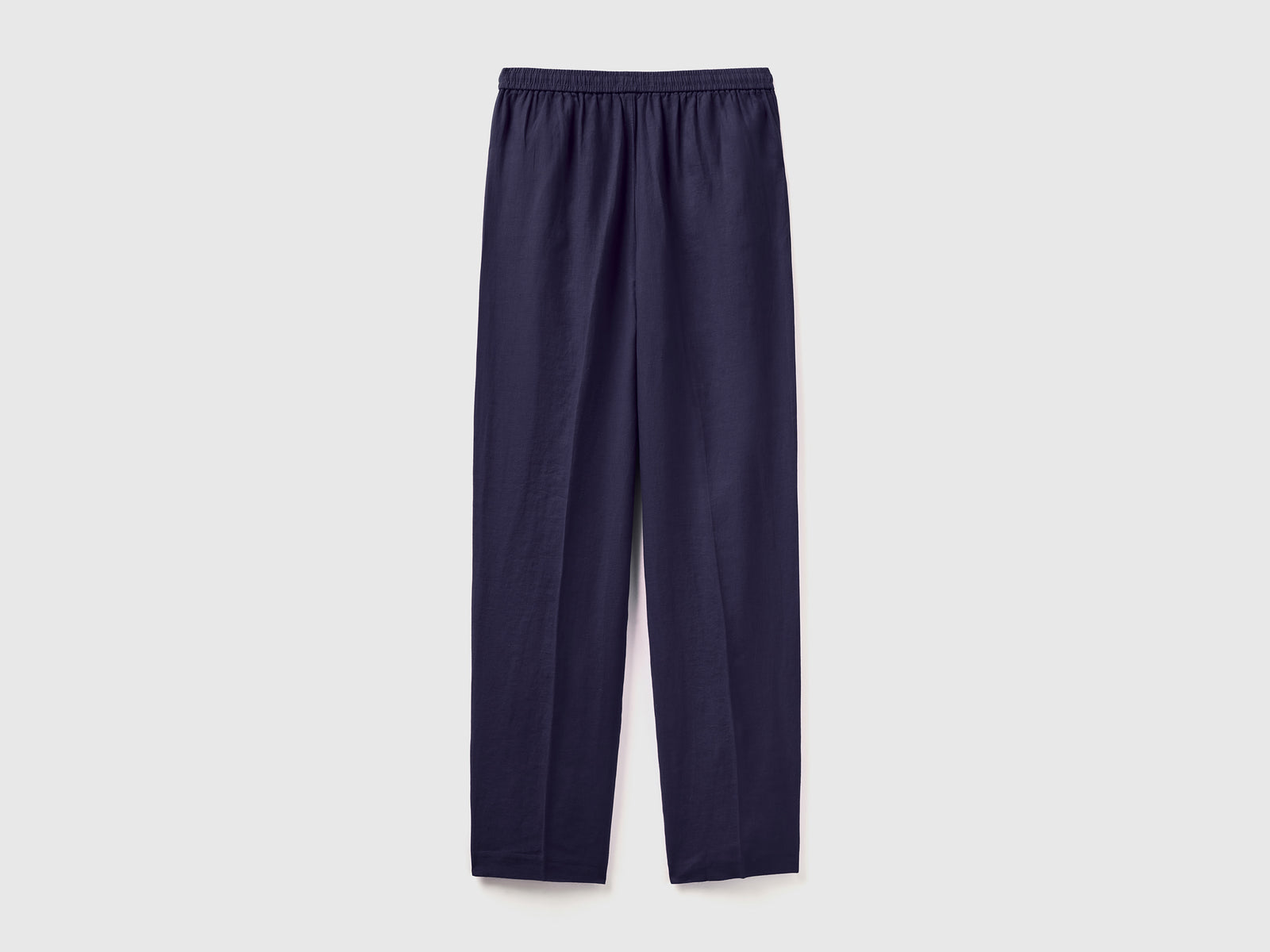 Pantaloni in puro lino con elastico da donna blu scuro 2 | Benetton Outlet