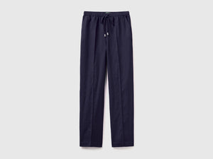 Pantaloni in puro lino con elastico