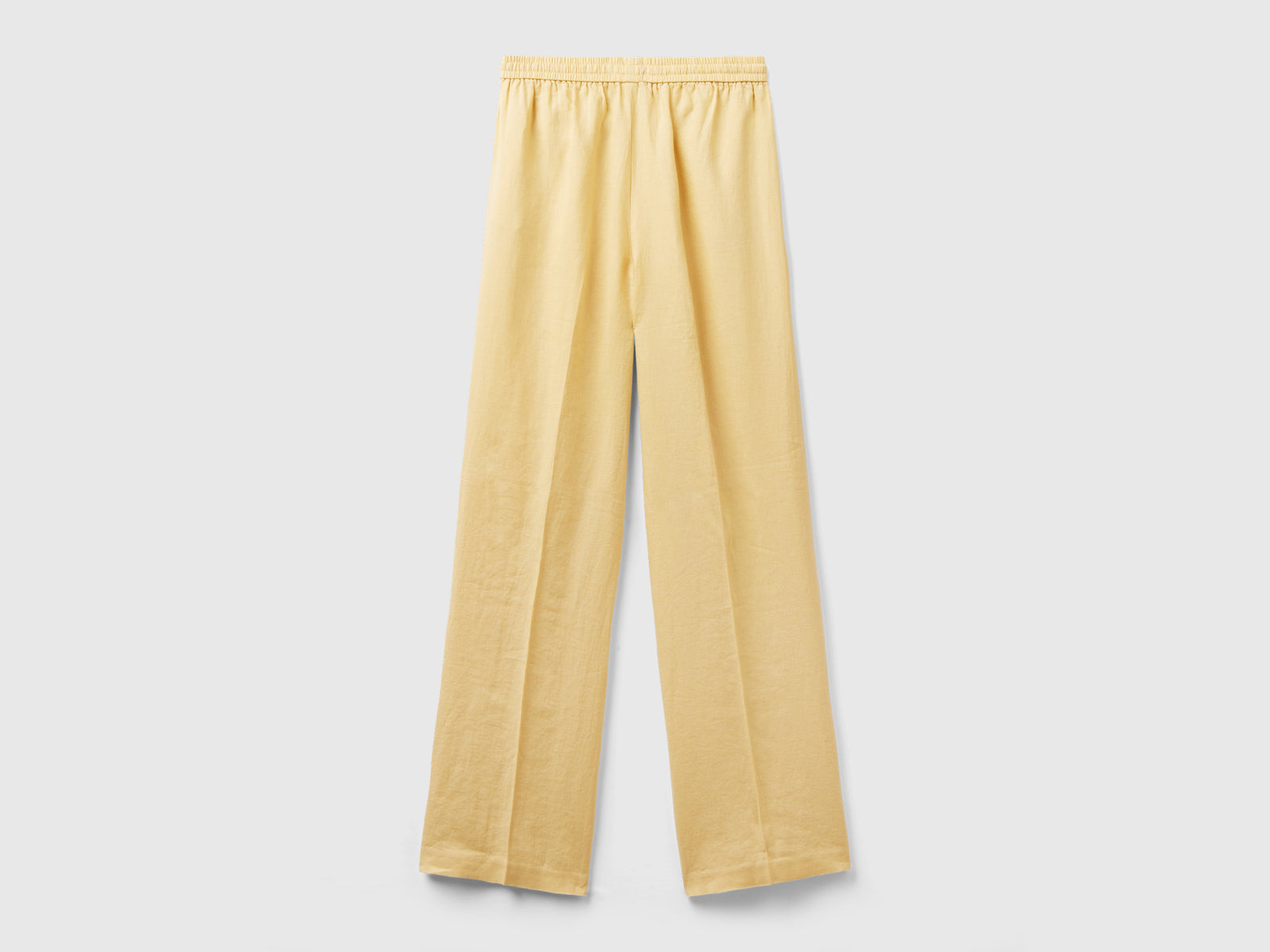 Pantaloni in puro lino con elastico da donna giallo 2 | Benetton Outlet