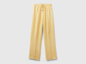 Pantaloni in puro lino con elastico