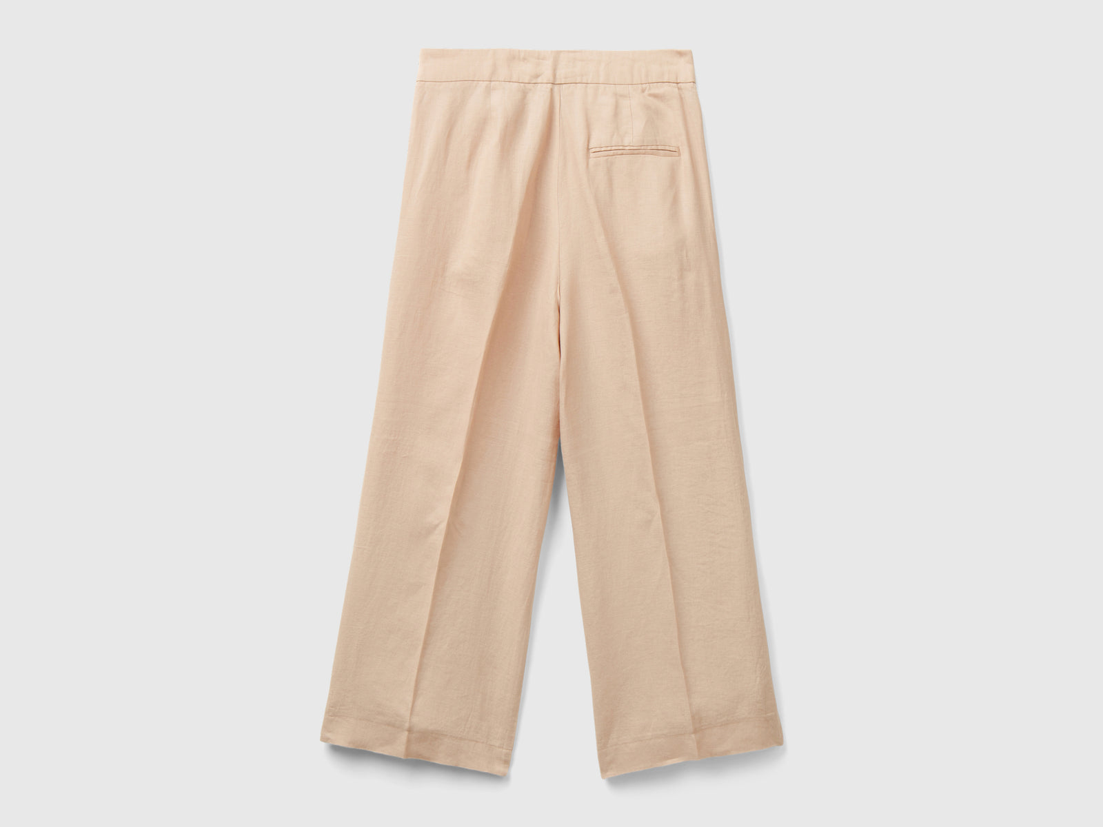 Pantaloni cropped in puro lino da donna rosa tenue 2 | Benetton Outlet