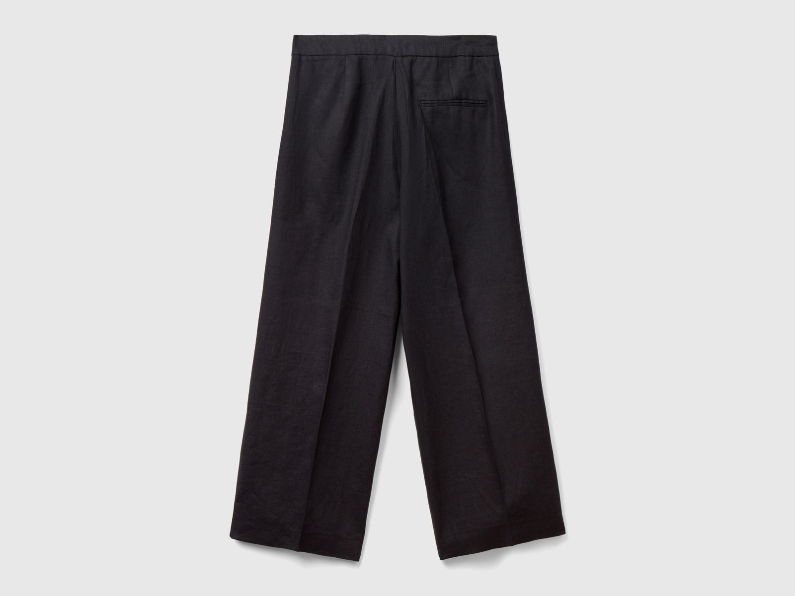 Pantaloni cropped in puro lino da donna nero 2 | Benetton Outlet