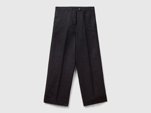 Pantaloni cropped in puro lino