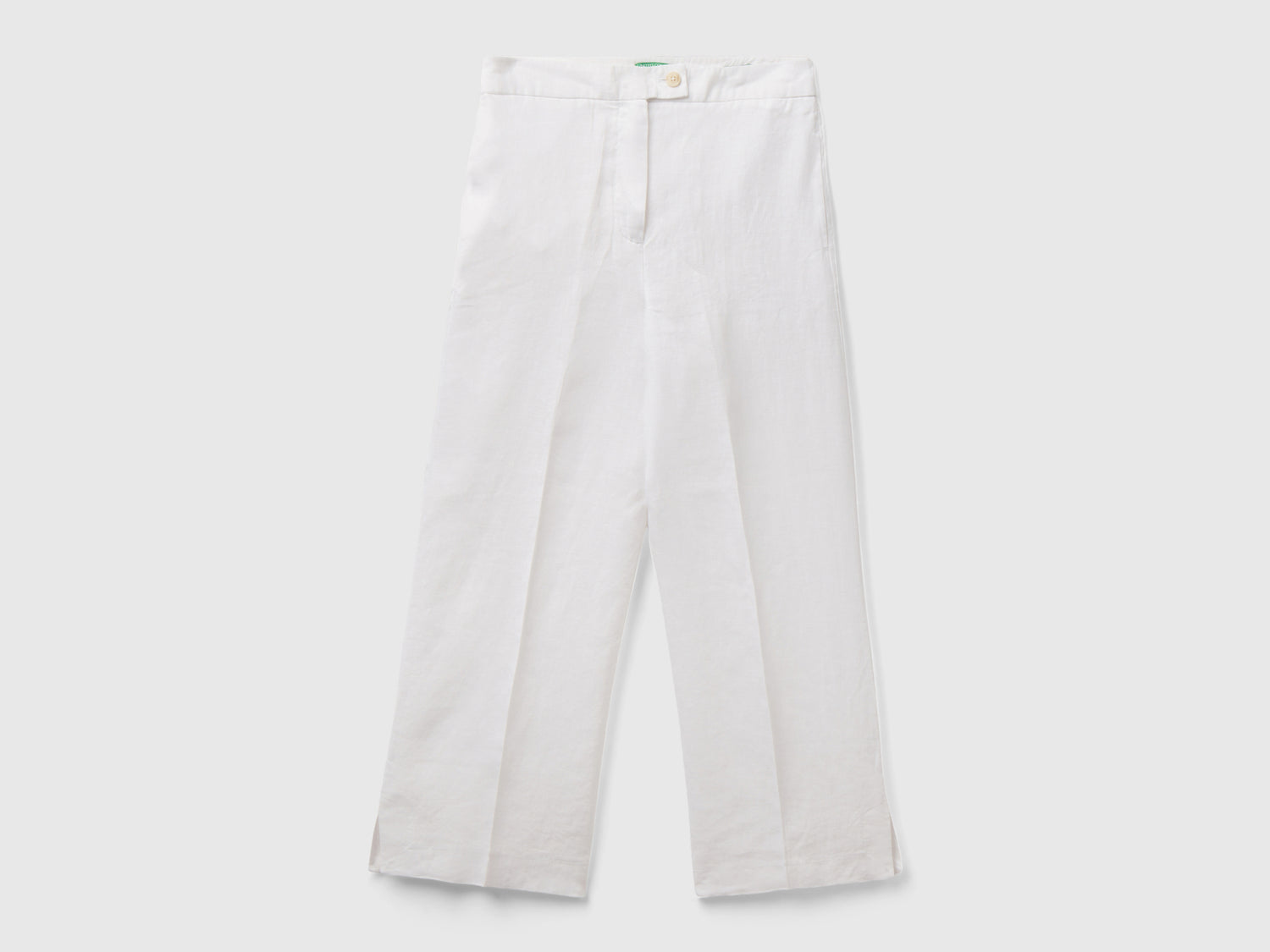 Pantaloni cropped in puro lino da donna bianco | Benetton Outlet