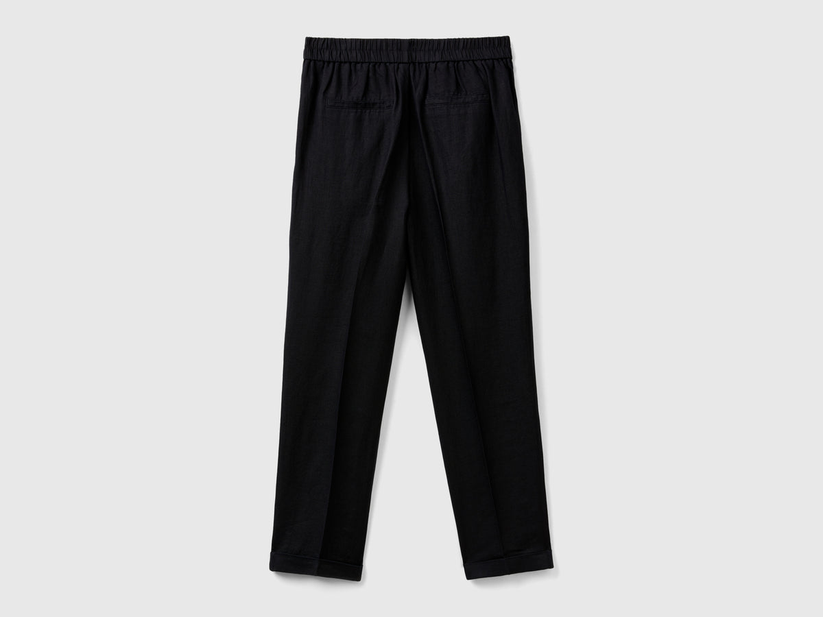 Pantaloni regular fit in puro lino