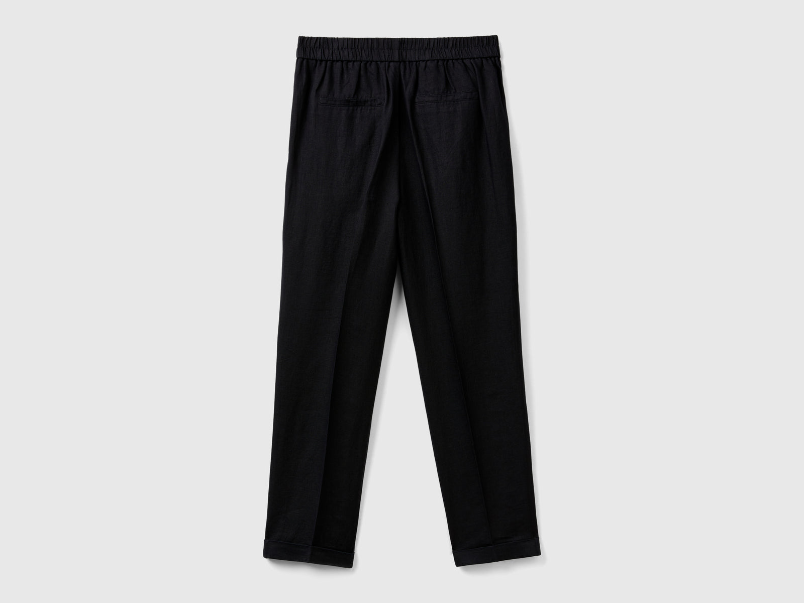 Pantaloni regular fit in puro lino da donna nero 2 | Benetton Outlet