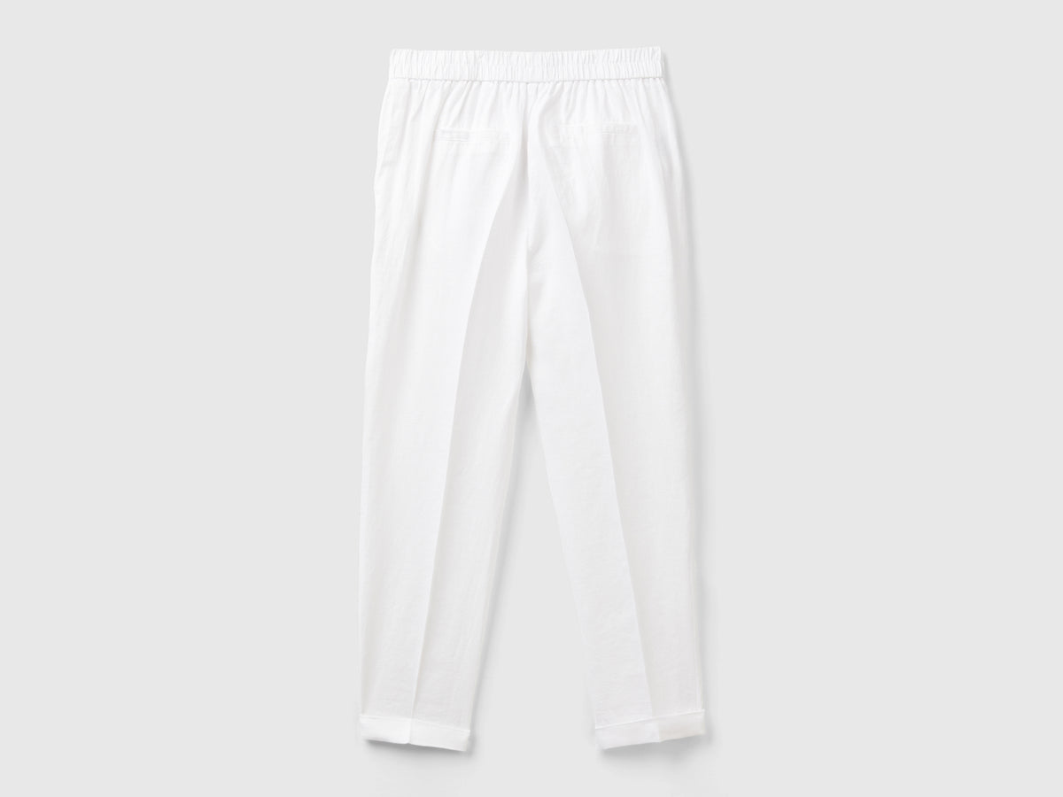 Pantaloni regular fit in puro lino