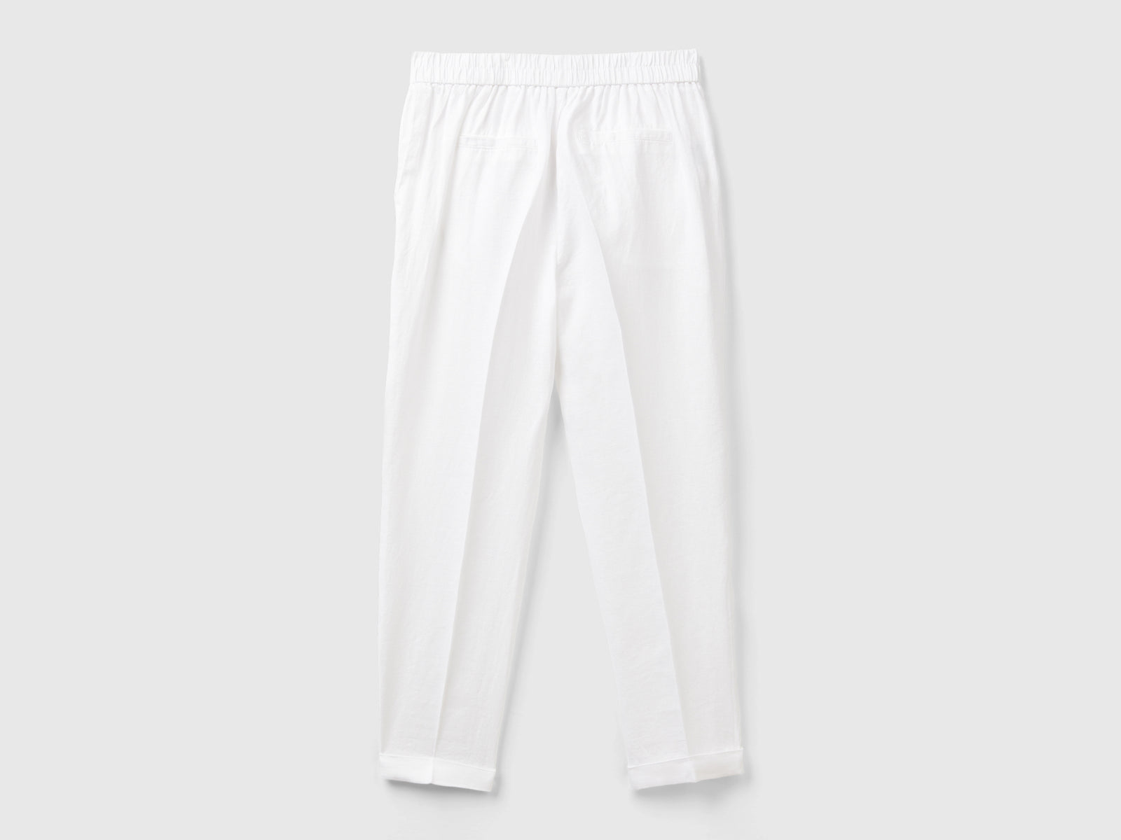 Pantaloni regular fit in puro lino da donna bianco 2 | Benetton Outlet