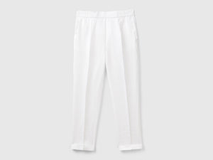 Pantaloni regular fit in puro lino
