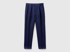 Pantaloni regular fit in puro lino