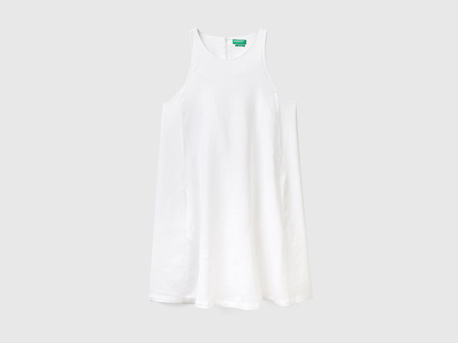 Vestito smanicato in puro lino da donna bianco | Benetton Outlet